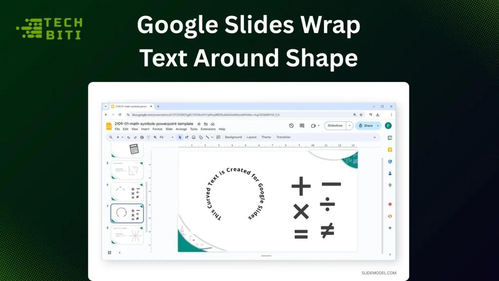 google slides wrap text around shape