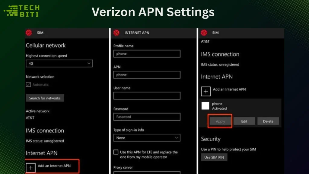 Verizon APN Settings: