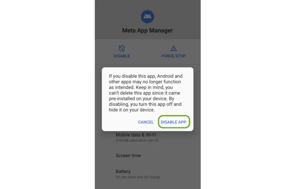 Disable Meta App Manager