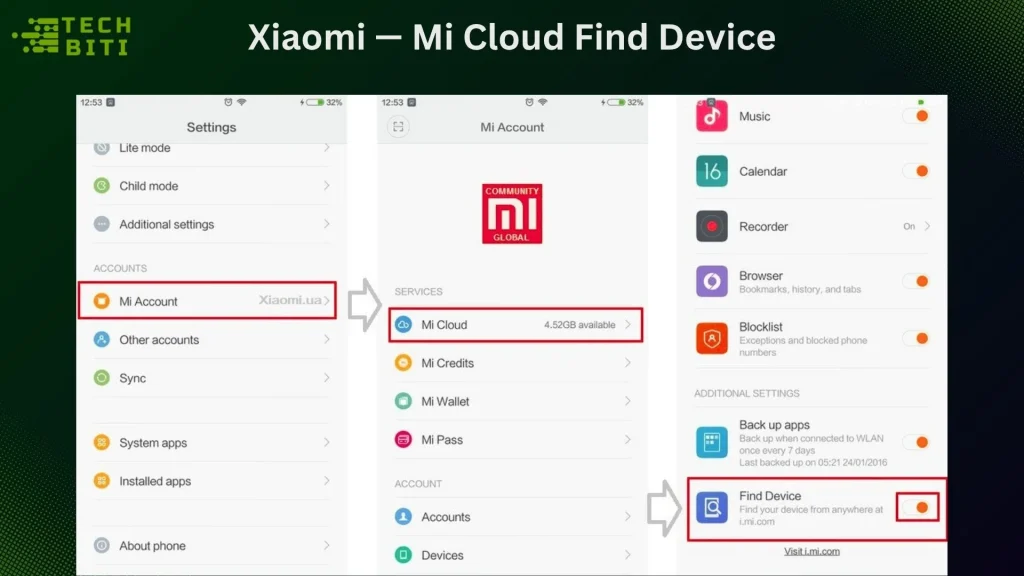 Xiaomi — Mi Cloud Find Device