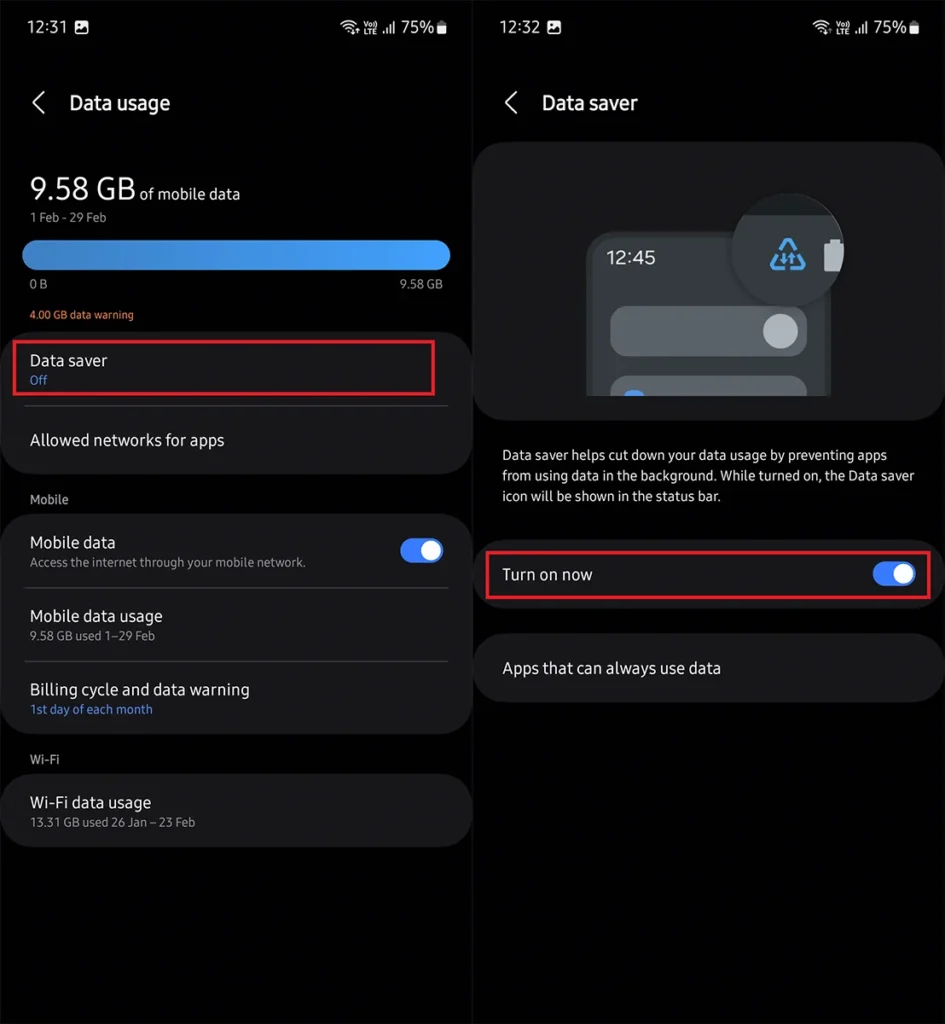 Restrict Background Data Usage